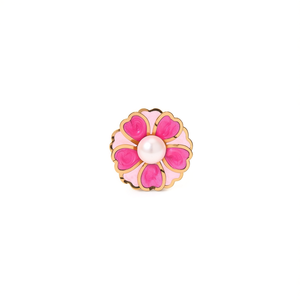Anillo de Moda con Diseño de Flor Rosa, Centro de Perla, Chapado en Oro, Acero Inoxidable, Sostenible y Resistente - Product Image 2