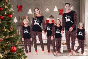 Ensemble de vêtements en coton personnalisés Pyjamas de renne sautant pour enfants Pyjamas de Noël longs en bambou pour garçons pour enfants - Product Image 4