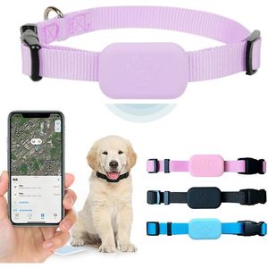 พาวส์พาธปลอกคอติดตามสัตว์เลี้ยงด้วย GPS สีชมพู ไนลอน ติดตามแบบเรียลไทม์สำหรับสุนัข แมว กันน้ำ บลูทูธ สมาร์ท โลคิเตอร์ - Product Image 1