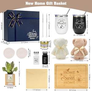 Cestas de regalo de inauguración de la casa con tarjetas de felicitación, velas perfumadas, tabla de cortar para pareja, regalos personalizados para calentar la casa, nuevo hogar - Product Image 3