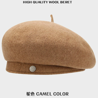 Chine Xinxing nouveau Style minimaliste à large bord 100% laine à la mode polyvalent métal Logo artiste casquette béret chaud pour une utilisation en extérieur