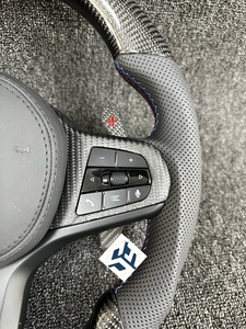 Volant en fibre de carbone haut de gamme pour <span class=keywords><strong>BMW</strong></span> Série 3/5/7 G20 G23 G22 G28 G30 G38 G80, chauffant, avec logo M, design sportif, ajustement direct - Product Image 3