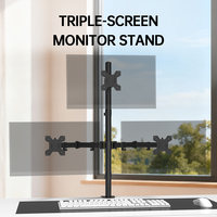 Support de bureau pour trois moniteurs Khcoohoo, fixation par pince C, réglable en hauteur, articulé, en acier allié noir, 27 pouces, ODM OEM, en stock, facile à installer