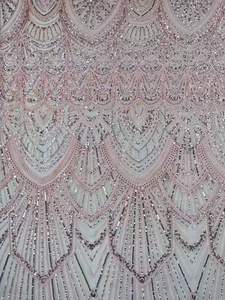 Breathable Eco-Friendly Soft <strong>Sequins</strong> Beaded Lace Fabric Medium Weight for Women's Wedding Dresses 5 Yards - Product Image 3