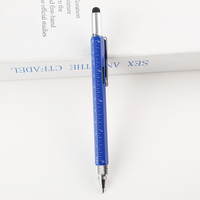 Stylo à bille multifonctionnel 6 en 1 avec règle niveau croix tournevis à tête plate écran tactile stylo multi-outils de poche