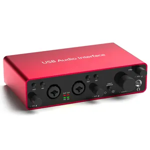 192KHz Profesional XLR Soporte Phantom Power Micrófono Mezclador de audio Estudio Grabación de música Tarjeta de sonido Interfaz de audio USB UM202