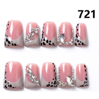 Faux Ongles Press-On Faits Main 701-705 Couleurs Fleurs Canard, 10 Pièces, Styles de Design Uniques pour Doigts