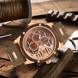 MINI FOCUS MF0246G Topmarke luxuriöse wasserdichte Uhr braunes Leder Sport-Armbanduhr Relogio Masculino Quarzuhr für Herren