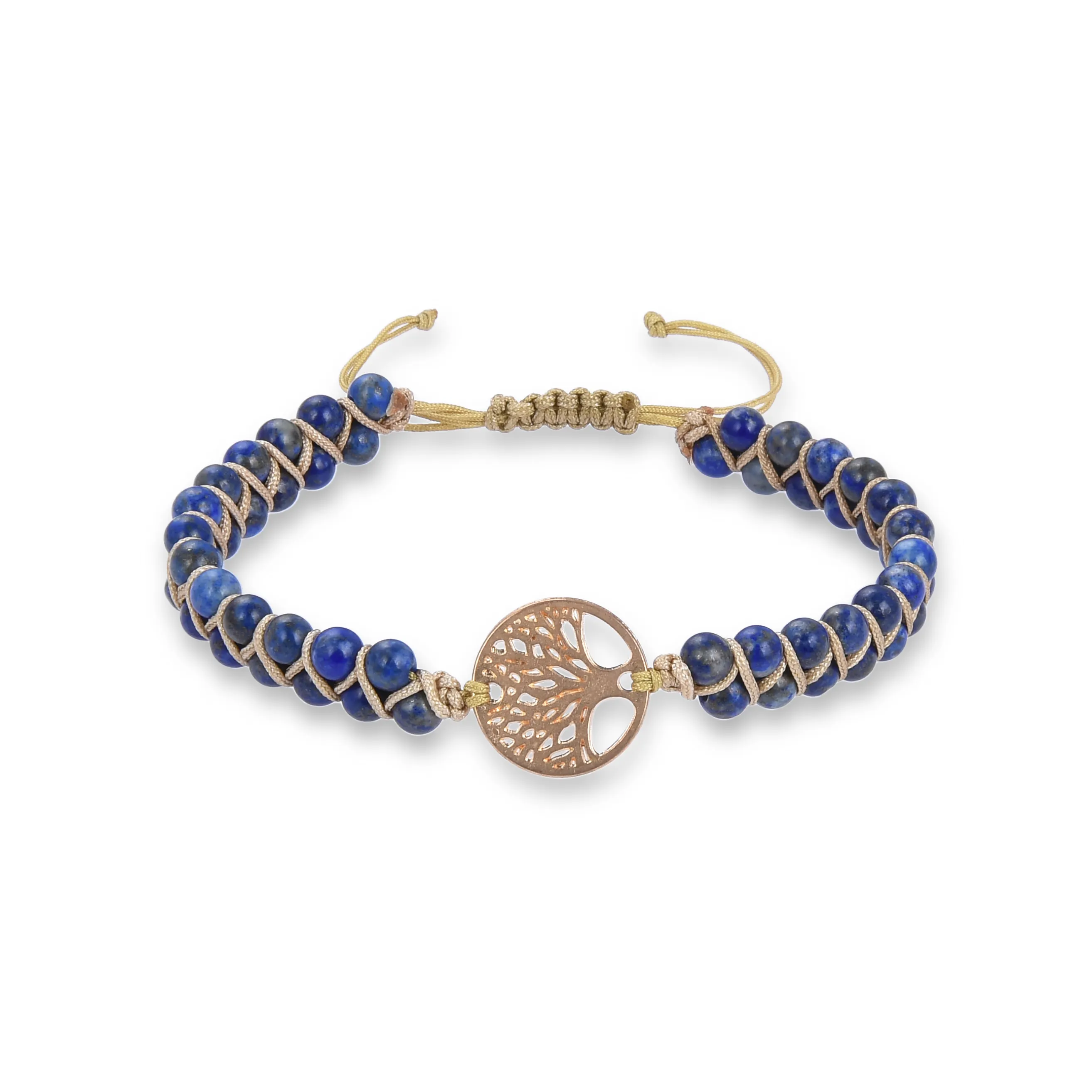 Bracelets pour femme bijoux 4 mm Lapis Lazuli deux rangs bracelets perlés tressés
