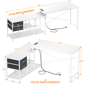 Escritorio Moderno en Forma de L para Computadora con Cajones y Estantes de Almacenamiento, Mesa Larga de Esquina para Oficina en Casa, Estudio y Escritura - Product Image 6