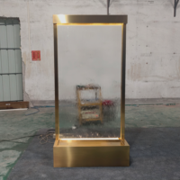 Nouvelle Fontaine à Eau LED Moderne en Acier Résistante aux Intempéries, Design Cascade, Autonome, pour Décoration Extérieure et Intérieure