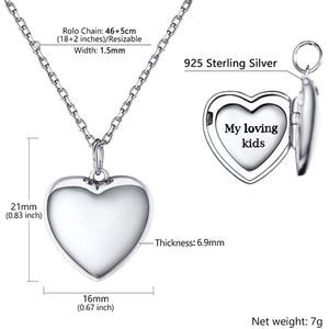 Collar con medallón de acero inoxidable personalizado <span class=keywords><strong>para</strong></span> mujer, cadena de eslabones, joyería de foto a TODO Color, forma de corazón/redondo/ovalado <span class=keywords><strong>para</strong></span> 1-2 imágenes - Product Image 4