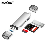 Vente en gros de lecteur de carte 6 en 1 USB 3.0 vers adaptateur Micro OTG Type C prise en charge de la carte SD TF clé USB pour tablettes et ordinateurs portables