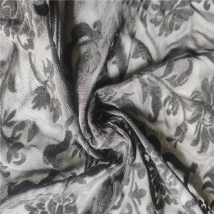 Poliestere spandex floccato tulle tessuto di maglia per le donne abbigliamento elastico rete elasticizzata - Product Image 3