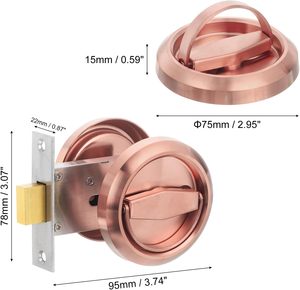 Serrure de porte ronde encastrée en acier inoxydable 304 poignée de porte invisible poignée de porte de meuble pour la vie privée serrure de porte de poche - Product Image 2
