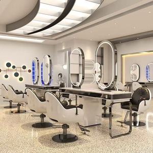 Station de coiffure avec miroir et armoire intégrés, comptoir en marbre pour la coloration des cheveux - Product Image 3