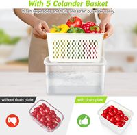 Récipients de stockage de fruits alimentaires pour les organisateurs de garde-manger de réfrigérateur avec paniers de vidange Boîte de rangement de réfrigérateur avec couvercle hermétique