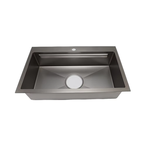 Rubinetto da cucina coreano in acciaio inossidabile nero opaco a serbatoio singolo grande, con design goffrato a grano di <span class=keywords><strong>miglio</strong></span> realizzato a mano, SUS304 - Product Image 1