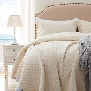 Copriletto Trapuntato King Size <span class=keywords><strong>in</strong></span> Cotone con Motivi Vintage a Righe e Cartoni Animati, Set da 3 Pezzi per Uso Estivo - Product Image 3