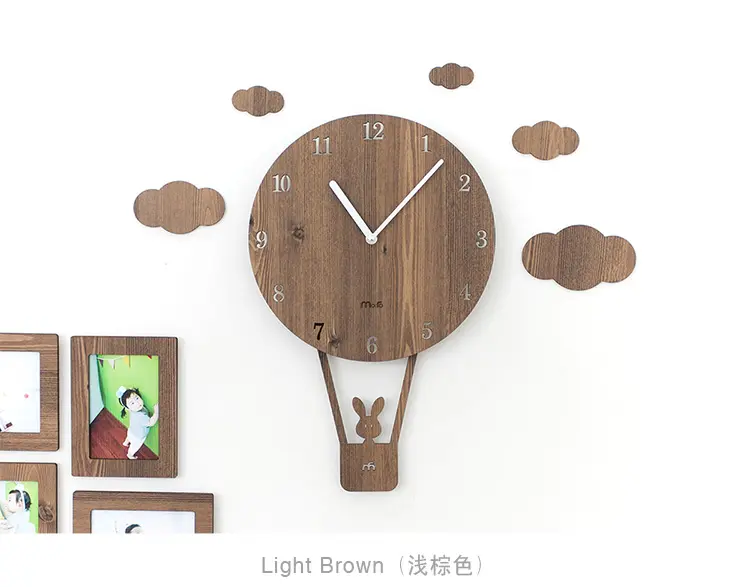 Mandelda New Design Multi-color Wooden Digital Wall Clock,MDF Swing Clocs With Photo Frames For Home Decor,Aluminium Hands,