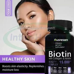 Capsule di Biotina Ausreson per la Crescita dei Capelli <span class=keywords><strong>5000</strong></span> <span class=keywords><strong>Mcg</strong></span> 10000mcg 25000mcg Integratore Vitaminico con Etichetta Privata Capsule di Cheratina Collagene e Biotina - Product Image 2