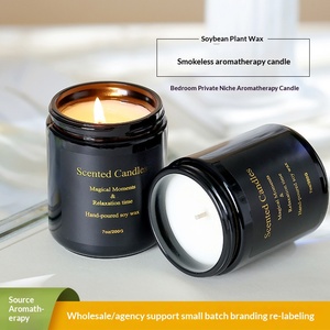 Bougie d'aromathérapie cylindrique noire en cire de soja, sans fumée, pour plantes d'intérieur, cadeau de niche, pour les fêtes de Diwali, luxueuse - Product Image 2