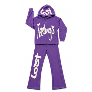 Conjunto de Sudadera con Capucha y Pantalones Deportivos de Felpa de Algodón Grueso para Mujer, Ropa de Calle Premium para Invierno, Fábrica de Ropa Personalizada - Product Image 1