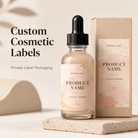 Étiquettes cosmétiques personnalisées en aquarelle avec des paillettes dorées, autocollants adhésifs en format rouleau pour flacon de sérum, marquage privé de soins de la peau