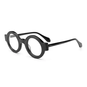 最愛の卸売ユニセックス女性男性ヴィンテージアセテート光学フレームラウンド厚い眼鏡フレームレトロアイウェア