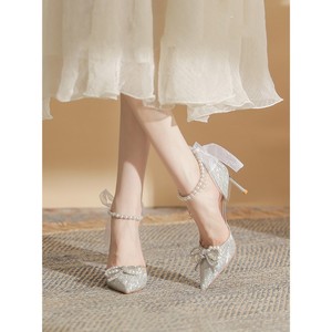 Fashion on Slingback Thin S Ladies High <b>Heel</b> Sandals Women Pumps Shoes Wedding Shoes for the Bride - Product Image 5