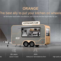 Nouvelle Arrivée 2024 : Remorque Food Truck Orange en Fibre de Verre avec Compartiment à Glaces, Chariot Mobile, Garantie 1 An, à Vendre