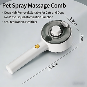 فرشاة تنظيف الحيوانات الأليفة بالبخار والرش الكهربائي، مشط تدليك يعمل بالشحن لتنظيف الشعر للقطط والكلاب، فعّال للقطط - Product Image 2