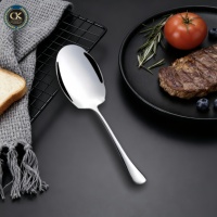 Cuillère de service longue en acier inoxydable 304 de haute qualité, écologique, de luxe, finition miroir, pour cuisine et restaurant