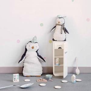 Doudou original en tissu de lin en forme de petit pingouin avec rembourrage en coton PP pour cadeau de Noël ou d'anniversaire bébé 0-24 mois - Product Image 6
