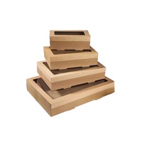 Boîte à gâteau de thé de l'après-midi personnalisée, style couvercle et base jetables, en carton ondulé rectangulaire avec fenêtre, très tendance