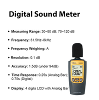 Medidor de Nivel de Sonido Digital VA8080, Automático/Manual, Portátil, 30dB-120dB MAX, Retención de Datos, Pantalla LCD, Barra Analógica, Color OEM, Certificado CE, Ponderación A