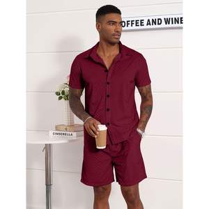 Ensemble de survêtement en velours pour homme, 2 pièces, chemise à manches courtes et short, tenue décontractée pour la plage - Product Image 6