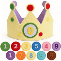 Couronne d'anniversaire en feutre réutilisable de marque Huixin, bandeau détachable avec chiffres, 15g, pour enfants, fête de Noël, vente en gros