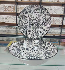 Commercio all'ingrosso Vintage rotondo in <span class=keywords><strong>ceramica</strong></span> stoviglie stampate tazze piattini nuovo <span class=keywords><strong>servizio</strong></span> per uso domestico cucina festa - Product Image 6