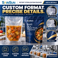 Sachet Doypack Transparent de Qualité Alimentaire Haute Température, Résistant au Micro-ondes, en PE Recyclable pour Emballage de Bœuf et de Carottes