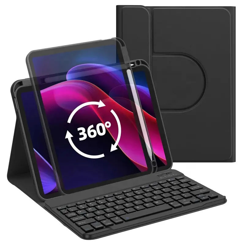 Manyetik ayrılabilir 360 derece dönen PU deri Folio klavye kılıf iPad için kalemlik ile Pro 11 inç 2024