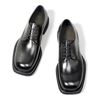 Chaussures Derby pour hommes de qualité supérieure, en cuir de vache véritable, chaussures habillées à plateforme durables pour la vie quotidienne, bout carré d'hiver