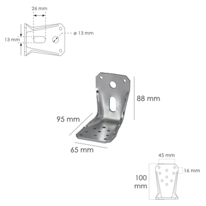 Supporto in Legno con Angolo Rinforzato 65x88x95 mm. - Product Image 2