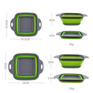 Meilleures ventes : Passoire pliable en plastique pour fruits et légumes, panier de drainage carré en silicone pour cuisine, matériau PP - Product Image 5