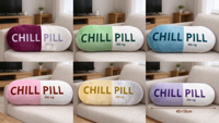 Peluche pilule médicinale en coton PP personnalisable, bicolore, avec motif imprimé, disponible en OEM/ODM