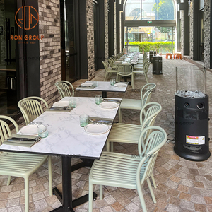 Juego de muebles modernos para cafetería y cafetería al aire libre, sillas de metal verde con mesas de mármol blanco y Marco de metal para <span class=keywords><strong>restaurante</strong></span> - Product Image 3