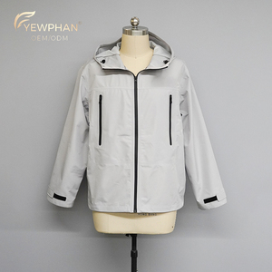Jaket Windbreaker Anti Air dan Angin dengan Logo Custom Silver untuk Pria dan Wanita - Product Image 1