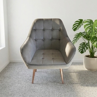 Fauteuil de loisirs de style nordique, siège capitonné en velours doux, pieds en métal or rose, chaise d'appoint pour la décoration de la maison, idéal pour les appartements, les hôtels et les halls d'entrée.
