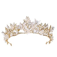 Couronne de mariée faite main de style japonais et coréen, accessoires transfrontaliers, diadème papillon, perle, géométrique, œil de cheval, bandeau pour cheveux