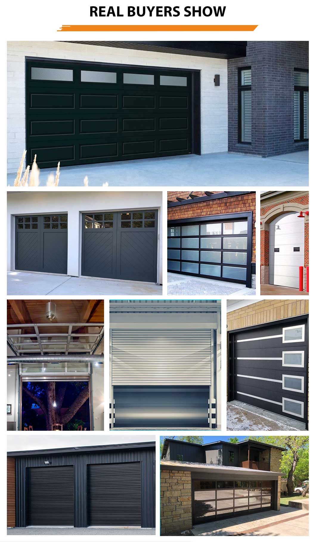 Industrial Sectional Glass Aluminum Garage Door 6000-7000mm Width